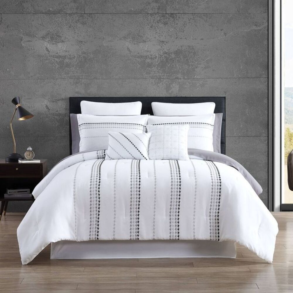Hallmart Collectibles 8pc Delphi King Purple Comforter Set White